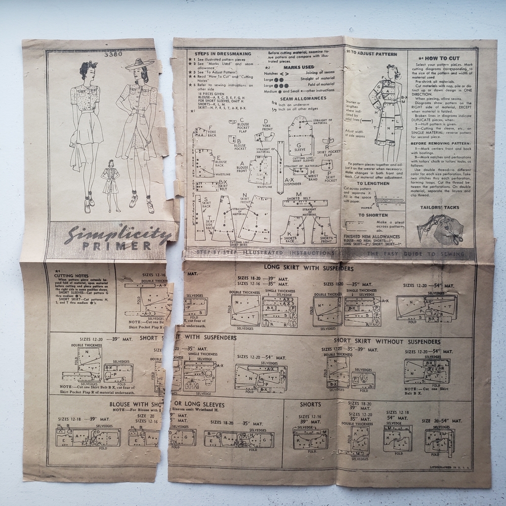 1930s Vintage 34" Bust Simplicty 3380 Short Suspender Skirt Top Sewing Pattern - Picture 5 of 10